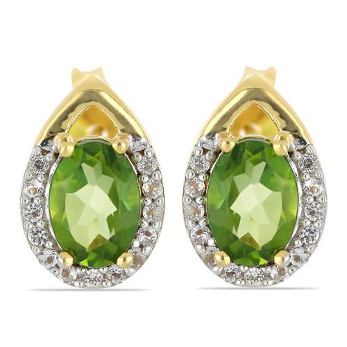 BUY STERLING SILVER NATURAL PERIDOT GEMSTONE CLASSIC EARRINGS